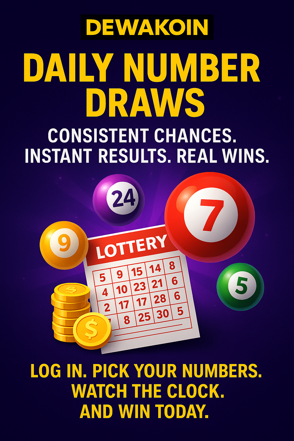 Daily Number Draws at Dewakoin: Consistent Chances. Instant Results. Real Wins.